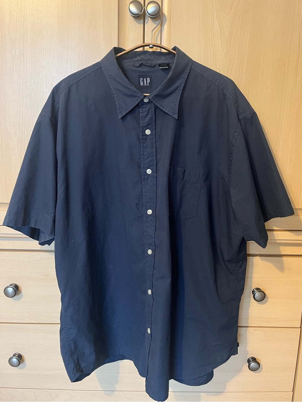 GAP Men's Navy Short-Sleeve Button-Up Shirt, XXL